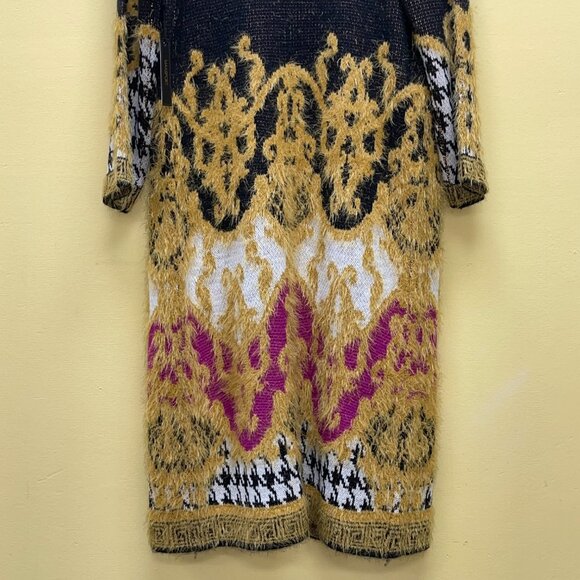 NWT Small Max Sport LA Boho B&W/Gold/Pink Long Sweater Duster with front pockets - Picture 9 of 15